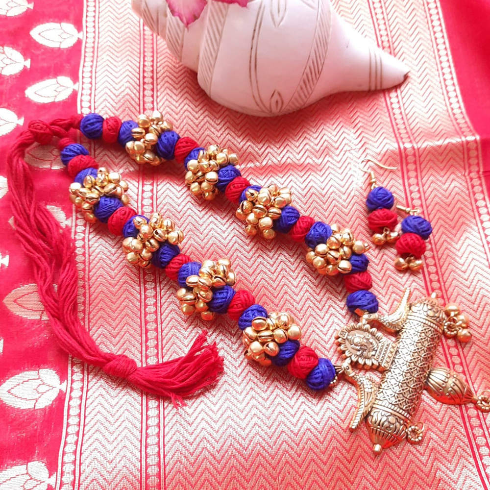  RED BLUE MANGALSUTRA PENDANT NECKLACE 